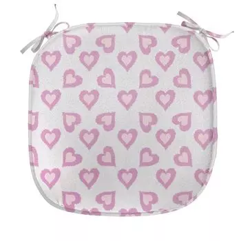 ABAKUHAUS Подушка для стула для столовой для подростков Love Inspired Hearts Декоративная водонепроницаемая подушка с ремнями для кухонных сидений 40 см x 40 см Лавандовый фиолетовый, розовый
