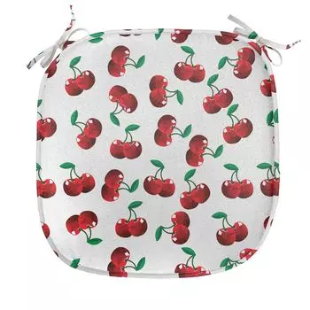 ABAKUHAUS Подушка Fruits для обеденных стульев, Яркая вишня Лето, декоративная водонепроницаемая подушка с ремнями для кухонных сидений, 40 см x 40 см, Зеленый кокос Hunter