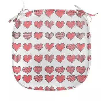 ABAKUHAUS Подушка I love you на стулья для столовой, романтические отношения, декоративная водонепроницаемая подушка с ремнями для кухонных сидений, 40 см x 40 см, антрацитово-серый кораллово-красный, белый