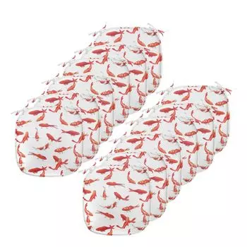 ABAKUHAUS Подушка Koi Fish для стульев в столовой, Koi Swarm Sea, декоративная водонепроницаемая подушка с ремнями для кухонных сидений, 40 см x 40 см — упаковка из 12 шт., оранжевый
