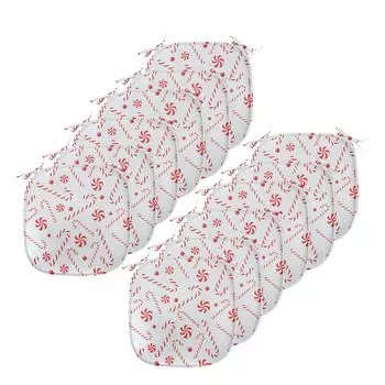 ABAKUHAUS Подушки Candy Cane Cane Candy Cane Candy для обеденных стульев, праздничный ужин, декоративная водонепроницаемая подушка с ремнями для кухонных сидений, 40 см x 40 см — упаковка из 12 шт., красный белый кокос