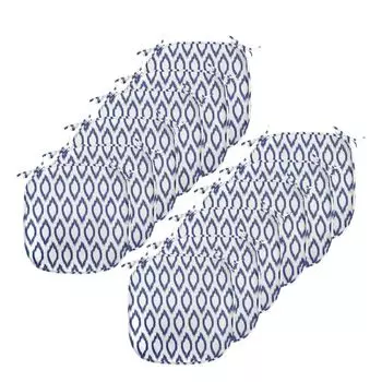 ABAKUHAUS Подушки для обеденного стула Ikat, украшение в восточном синем цвете, декоративная водонепроницаемая подушка с ремнями для кухонных сидений, 40 см x 40 см — упаковка из 12 шт., королевский синий белый