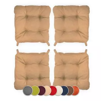 ABAKUHAUS Подушки для обеденного стула «Кит», «Гиганты водного мира», декоративная водонепроницаемая подушка с ремнями для кухонных сидений, 40 см x 40 см — упаковка из 12 шт., Белый Бледно-Синий MC.Sammler, бежевый