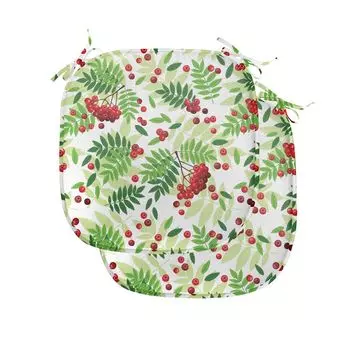 ABAKUHAUS Подушки для обеденного стула Rowan, зеленые листья, дикие фрукты, декоративная водонепроницаемая подушка с ремнями для кухонных сидений, 40 см x 40 см — упаковка из 2 шт., яблочно-зеленый папоротниково-зеленый