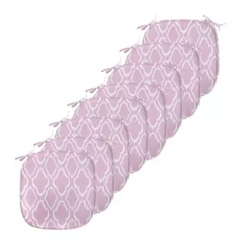 ABAKUHAUS Подушки на обеденный стул Ikat, классические узоры, декоративная водонепроницаемая подушка с ремнями для кухонных сидений, 40 см x 40 см — упаковка из 8 шт., белый фиолетовый