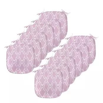 ABAKUHAUS Подушки на обеденный стул Ikat, классические узоры, декоративная водонепроницаемая подушка с ремнями для кухонных сидений, 40 см x 40 см — упаковка из 12 шт., белый фиолетовый