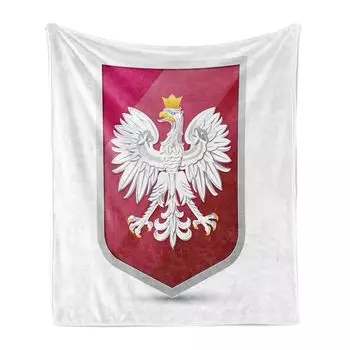 ABAKUHAUS Полирующее мягкое фланелевое флисовое одеяло, герб Польши, символика коронованного орла, 175 x 230 см, рубиново-розовый и белый цвета