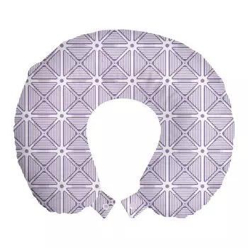 ABAKUHAUS Polygons Дорожная подушка для шеи, монотонные полосатые треугольники, пенопластовые дорожные принадлежности для самолетов и автомобилей, 30x30 см, Лавандовый белый