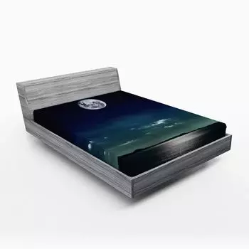 ABAKUHAUS Простыня на подкладке Ocean, отраженная в море, лучи луны, поверхность звездного неба, вид на сцену, 90 x 190 см, черный