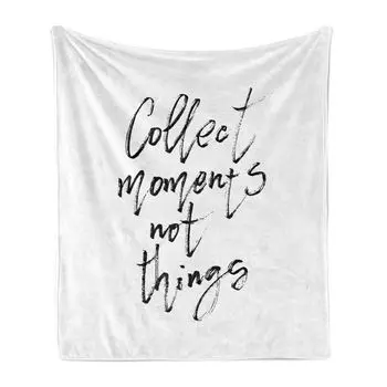 ABAKUHAUS Proverb Мягкое фланелевое флисовое одеяло, Quick Hand Иллюстрация фразы, написанной на простом философском фоне, 175 x 230 см, Угольно-серый белый