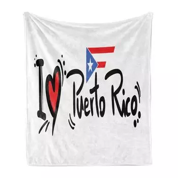 ABAKUHAUS Puerto Rico Мягкое фланелевое флисовое одеяло, I Love Doodle Heart, уютный плюш для использования в помещении и на улице, 125 x 175 см, черный киноварь