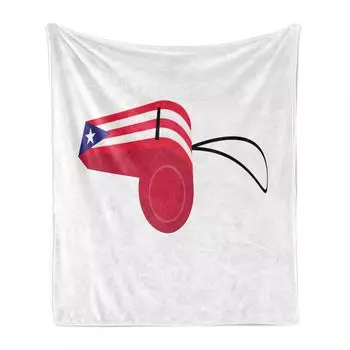ABAKUHAUS Puerto Rico Мягкое фланелевое флисовое одеяло, Флаг Содружества Пуэрто-Рико на свистке, символическая художественная иллюстрация, 175 x 230 см, многоцветный