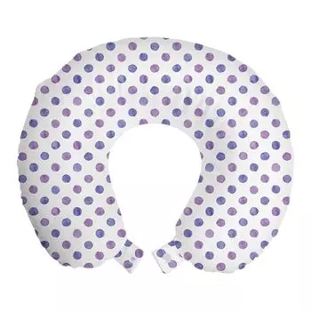 ABAKUHAUS Purple Travel Pillow Подушка для шеи, акварельный горошек, пенопластовые дорожные принадлежности для самолета и автомобиля, 30x30 см, фиолетово-синий
