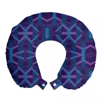 ABAKUHAUS Purple Travel Подушка для шеи, современная геометрическая композиция, пенопластовые дорожные принадлежности для самолетов и автомобилей, 30x30 см, темно-синий индиго