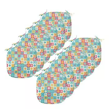 ABAKUHAUS Quatrefoil Подушка для обеденного стула Clover Vivid Ki Декоративная водонепроницаемая подушка с ремнями для кухонных сидений 40 см x 40 см Упаковка из 12 шт. Красный Бирюзовый Желтый