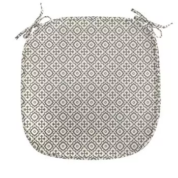 ABAKUHAUS Quatrefoil Подушка для обеденного стула Эдвардианская декоративная водонепроницаемая подушка с цветочным принтом в эдвардианском стиле с ремнями для кухонных сидений 40 см x 40 см Серо-коричневый, бежевый, черный