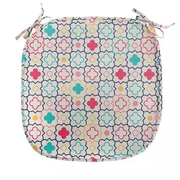 ABAKUHAUS Quatrefoil Подушка для обеденного стула Quatrefoil Декоративная водонепроницаемая подушка с ремнями для кухонных сидений 40 см x 40 см Синий Зеленый, белый