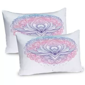 ABAKUHAUS Rainbow Mandala Чехлы для подушек, набор из 2 шт., психоделический восточный мотив цветка лотоса с яркими узорами пейсли и завитками, чехол для подушки с декоративным принтом, 80 x 40 см, многоцветный
