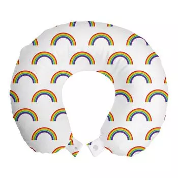 ABAKUHAUS Rainbow Travel Подушка для шеи, Rainbow Gay Pride, пенопластовые дорожные принадлежности для самолета и автомобиля, 30x30 см, разноцветные