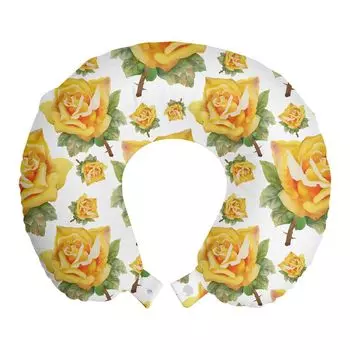 ABAKUHAUS Rose Travel Pillow Подушка для шеи, Roses Natural Beauty, Пенопластовые дорожные принадлежности для самолета и автомобиля, 30x30 см, Разноцветные