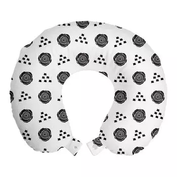 ABAKUHAUS Rose Travel Pillow Подушка для шеи, обзор элементов Doodle, пенопластовые дорожные принадлежности для самолетов и автомобилей, 30x30 см, угольно-серый и белый