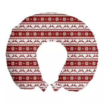 ABAKUHAUS Рождественская дорожная подушка для шеи, скандинавский стиль, пенопластовый дорожный предмет для самолета и автомобиля, 30x30 см, красно-белый