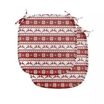 ABAKUHAUS Рождественские подушки для обеденного стула Скандинавские декоративные водонепроницаемые подушки с ремнями для кухонных сидений 40 см x 40 см Упаковка из 2 шт. Белый Красный