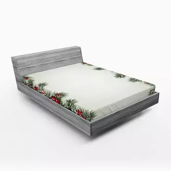 ABAKUHAUS Рождественский простынь с каймой из ветки дерева и традиционной ягодной лентой Конфетный пряничный человечек 90x190см Разноцветный