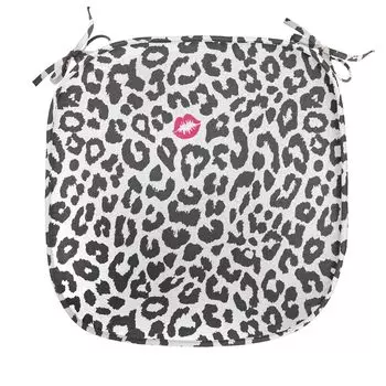 ABAKUHAUS Safari Подушка для обеденного стула Cheetah Leopard Kiss Декоративная водонепроницаемая подушка с ремнями для кухонных сидений 40 см x 40 см Уголь Серый Розовый, черный