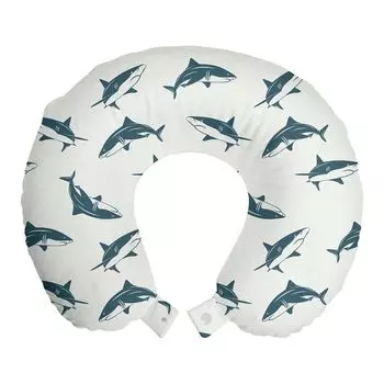 ABAKUHAUS Sea Creatures Дорожная подушка для шеи, опасная под водой, пенопластовые дорожные принадлежности для самолета и автомобиля, 30x30 см, темно-синяя яичная скорлупа