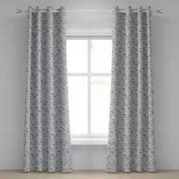 ABAKUHAUS Серая занавеска с люверсами, маленькая с большим узором, чистая вода, освежающая сплошная цветная капля воды, декоративные шторы на окно с 2 панелями, 280 см x 260 см, серый