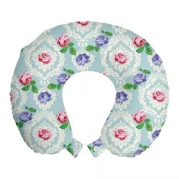 ABAKUHAUS Shabby Flora дорожная подушка для шеи, розы цвета барокко, дорожная вещь из пенопласта для самолета и автомобиля, 30x30 см, разноцветные