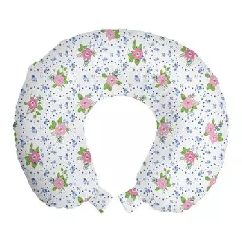 ABAKUHAUS Shabby Flora дорожная подушка для шеи, натуральная романтическая классика, дорожный предмет из пенопласта для самолета и автомобиля, 30x30 см, розовый и синий