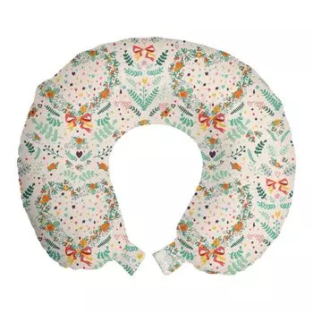 ABAKUHAUS Shabby Flora дорожная подушка для шеи, винтажные ленты в виде сердечек, дорожная вещь из пенопласта для самолета и автомобиля, 30x30 см, бежевый мятный