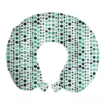 ABAKUHAUS Современная подушка для путешествий, поддержка шеи, геометрические точки в виде кругов, дорожная вещь из пенопласта для самолета и автомобиля, 30x30 см, охотничий зеленый бирюзовый