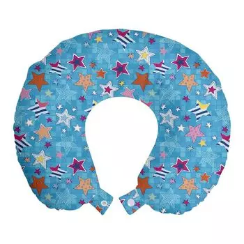 ABAKUHAUS Stars Travel Pillow Подушка для шеи, Разноцветные небесные тела, Пенопластовые дорожные принадлежности для самолетов и автомобилей, 30x30 см, Разноцветные