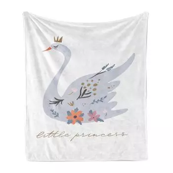 ABAKUHAUS Swan Мягкое фланелевое флисовое одеяло, нежная абстрактная цветочная птица, уютный плюш для использования в помещении и на улице, 125 x 175 см, разноцветный