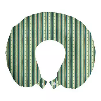 ABAKUHAUS Teal Green Travel Pillow Подушка для шеи, Патриотические полосы, Звезды, Пенопластовые дорожные принадлежности для самолета и автомобиля, 30x30 см, Бирюзово-кремовый киноварь
