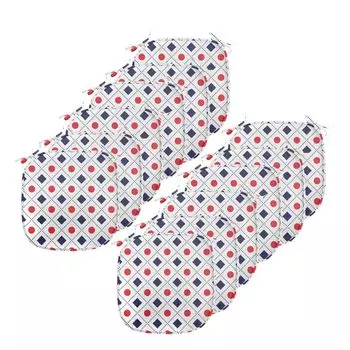 ABAKUHAUS Темно-синие и красные подушки на обеденный стул, круги и квадраты, декоративная водонепроницаемая подушка с ремнями для кухонных сидений, 40 см x 40 см — упаковка из 12 шт., Белый Синий Красный