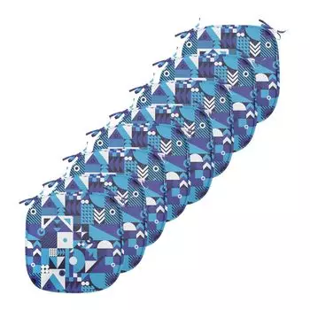 ABAKUHAUS Темно-синие подушки на обеденный стул, современная абстракция, декоративная водонепроницаемая подушка с ремнями для кухонных сидений, 40 см x 40 см — упаковка из 8 шт., фиолетовый бледно-синий белый