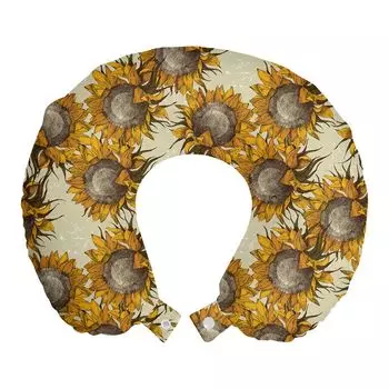 ABAKUHAUS Travel Pillow Подушка для шеи, винтажный природный орнамент, пенопластовые дорожные принадлежности для самолета и автомобиля, 30x30 см, разноцветные