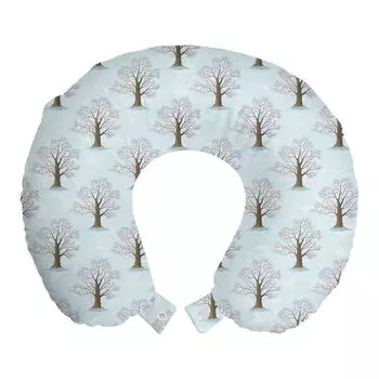 ABAKUHAUS Trees Дорожная подушка для шеи, Ритмичные элементы леса Art, Пенопластовые дорожные принадлежности для самолета и автомобиля, 30x30 см, Голубая сепия