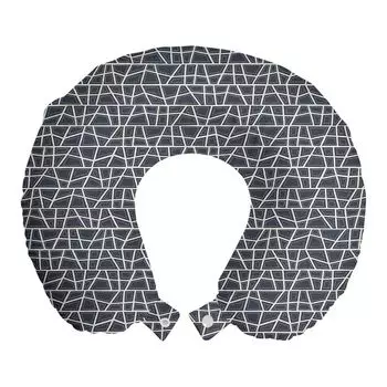 ABAKUHAUS Tribal Travel Pillow Поддержка шеи, Fractal Geometric Shapes Art, Пенопластовые дорожные принадлежности для самолета и автомобиля, 30x30 см, Темно-синий-серый кокос