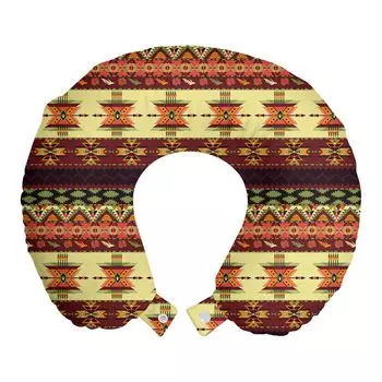ABAKUHAUS Tribal Travel Подушка для шеи, Стрелы и Розы, Пенопластовые дорожные принадлежности для самолетов и автомобилей, 30x30 см, Разноцветные