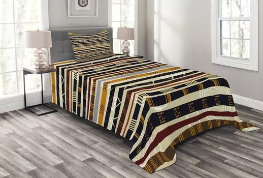 ABAKUHAUS Trippy Geometric Arts Комплект покрывала Trippy с моющимися наволочками для односпальных кроватей 170 x 220 см, разноцветный