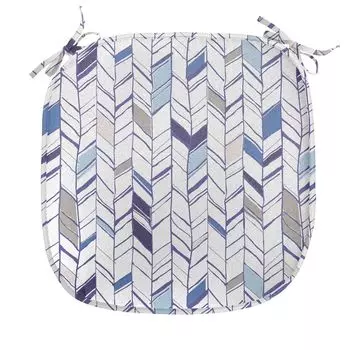 ABAKUHAUS Угловая подушка для обеденного стула Boho Zig Zag Line Эскизная декоративная водонепроницаемая подушка с ремнями для кухонных сидений 40 см x 40 см Фиолетовый Синий Белый