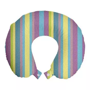 ABAKUHAUS Угловая подушка для путешествий, поддержка шеи, разноцветные зигзагообразные линии, пенопластовые дорожные принадлежности для самолета и автомобиля, 30x30 см, разноцветные