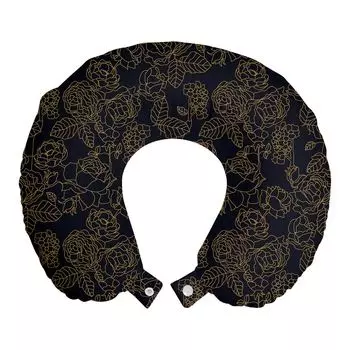 ABAKUHAUS Vintage Дорожная подушка для поддержки шеи, контурный рисунок листьев розы, пенопластовые дорожные принадлежности для самолета и автомобиля, 30x30 см, бледно-кофейно-кока-серый