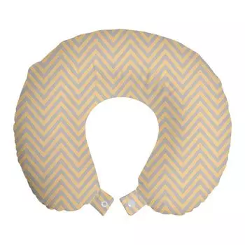 ABAKUHAUS Vintage Дорожная подушка для шеи, Zig Zag Chevron Retro, Пенопластовые дорожные принадлежности для самолета и автомобиля, 30x30 см, Оранжевый кадетский синий