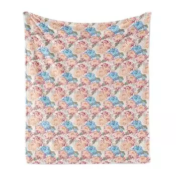 ABAKUHAUS Vintage Flowers Мягкое фланелевое флисовое одеяло, дизайн хризантемы, уютный плюш для использования в помещении и на улице, 125 x 175 см, разноцветный